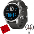 Garmin 010-02539-00 Fenix 7S Smartwatch, Silver w/ Accessories Bundle