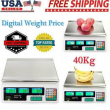 Digital Weight Price Scale 88LB/40KG Computing Food Meat Scale Produce Deli