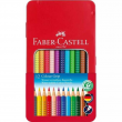 Faber-Castell Colour Pencil Colour Grip Tin of 12 Triangular Wood Barrel 112413