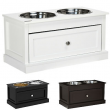 Elevated Dog Bowls Feeding Station w/ Stainless Steel Bowls Storage Drawer