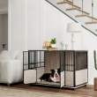 Dog Crate Furniture, Decorative Dog Kennel End Table w/ Double Doors