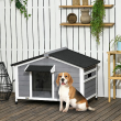 Dog House Outdoor Cabin Style with Openable Roof, Gray