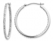 Diamond Round Hinged Hoop Earrings in 14K White Gold