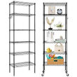 Wire Shelving Unit with Wheels 6 Tier Rack Storage Shelf  65"H Garage Organizer