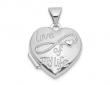 14K White Gold LOVE OF MY LIFE Heart Locket Pendant (NO CHAIN)