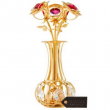 24k Gold Plated Flowers Bouquet and Vase w/ Red & Clear Crystals by Matashi