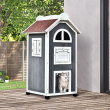 Solid Wood Cat Condo Furniture 2-Floor Pet Shelter, Grey and White, 43" H