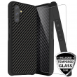 For Galaxy A16 A15 A25 A35 A54 5G Case Hybrid Carbon Fiber TPU +Tempered Glass