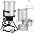 Outdoor Deep Turkey Fryer 30QT Gas Propane Stock Pot Cooker Rack 10QT Fish Pot