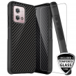 For Moto G Stylus 4G 2023 Case Hybrid Carbon Fiber TPU Armor +Tempered Glass