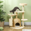 44" Cat Tree Tower with Scratching Posts, Cat Condo, Hammock, Bed