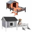 Wooden Dog House w/ Porch, Water-resistant Roof, for S M Dogs