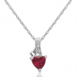 1ct TW Lab Created Ruby and Natural Diamond Pendant Necklace in Sterling Silver