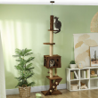 Floor to Ceiling Cat Tree Adjustable Height 89"-104", Brown