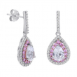 Lab Created Pink and White Sapphire Dangle Earrings in Sterling Silver