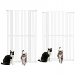 PawHut Extra Tall Pet Gate, 30"-41" Dog Gate with Cat Door, White