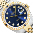 AUTHENTIC MENS ROLEX DATEJUST QUICKSET 2-TONE BLUE DIAMOND SAPPHIRE WATCH