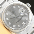 MENS ROLEX DATEJUST GRAY DIAMOND 18K WHITE GOLD/SS STEEL WATCH w/OYSTER BAND