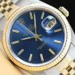 GENUINE ROLEX MENS DATEJUST TWO TONE BLUE STICK DIAL QUICKSET WATCH 16233