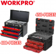 WORKPRO 450PC/408PC Mechanics Tool Set Socket Wrench Ratchet Heavy Duty Case Box