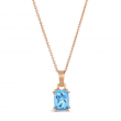 LeVian 925 Sterling Silver Rose Gold Plated Blue Topaz 1.4 cts Necklace Pendant