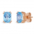 LeVian 925 Sterling Silver Rose Gold Plated Blue Topaz 2.8 cts Stud Earrings