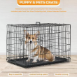 36" Metal Dog Crate Double Door Little Pet Cage Foldable Dog Cage Black