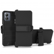 For Boost Celero5G SC 2024 Case Brushed Armor Belt Clip Holster +Tempered Glass