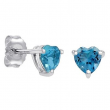 2ct Heart Shape BlueTopaz Solitaire Stud Earrings in .925 Sterling Silver