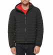 Men's Tommy Hilfiger Stretch Quilted Coat Black Puffer Jacket Hooded Hoody