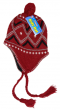 Peruvian Peru Winter Hat, Girls Boys, Ear Flaps, Warm Fleece Lined- Red 9z