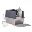 XXL Extra Large Enclosed Stainless Steel Cat Litter Box with Lid for Big Cats